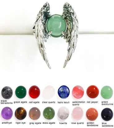 Handmade Natural Stone Gemstone Rings with Copper & Silver, Stone Size 8*8mm, No. 67 ABC Rugs Kilims